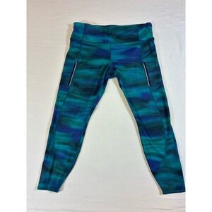 Athleta Rainier Printed Tight XL Womens Teal Blue Abstract High Rise Leggings